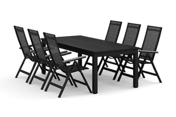 Monaco utomhus matgrupp förlängningsbart 210/310x90 med 6 Monaco Light positionsstolar - Svart/Grå - Utemöbler & utemiljö - Utegrupp - Matgrupp utomhus