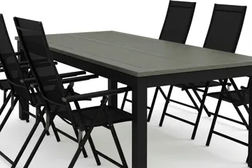 Monaco utomhus matgrupp förlängningsbart 210/310x90 med 6 Sanna positionsstolar - Svart/Grå - Utemöbler & utemiljö - Utegrupp - Matgrupp utomhus