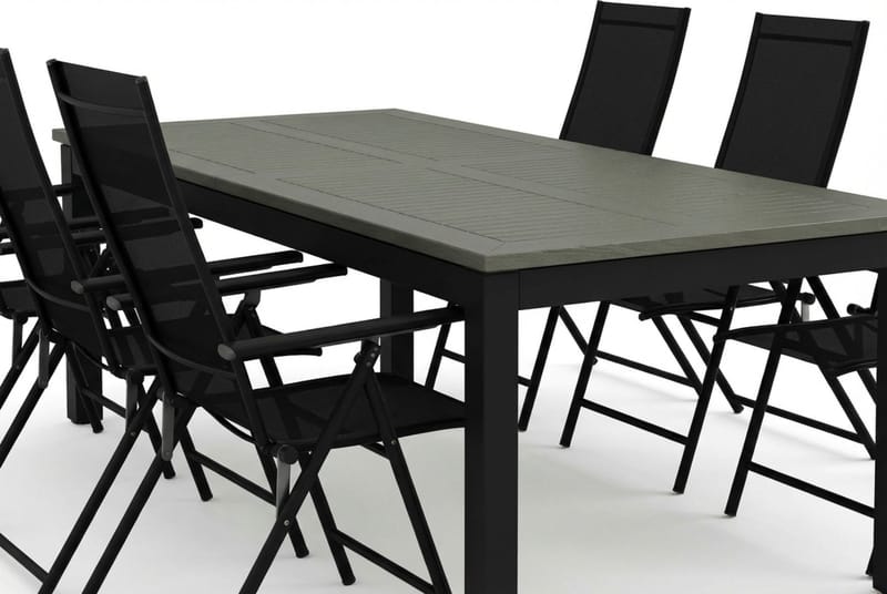 Monaco utomhus matgrupp förlängningsbart 210/310x90 med 6 Sanna positionsstolar - Svart/Grå - Utemöbler & utemiljö - Utegrupp - Matgrupp utomhus