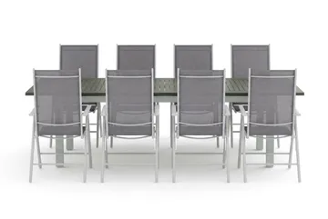 Monaco utomhus matgrupp förlängningsbart 210/310x90 med 8 Maggie positionsstolar - Vit/Grå - Utemöbler & utemiljö - Utegrupp - Matgrupp utomhus