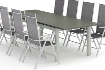 Monaco utomhus matgrupp förlängningsbart 210/310x90 med 8 Maggie positionsstolar - Vit/Grå - Utemöbler & utemiljö - Utegrupp - Matgrupp utomhus