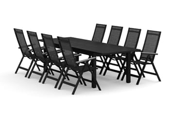 Monaco utomhus matgrupp förlängningsbart 210/310x90 med 8 Monaco Light positionsstolar - Svart/Grå - Utemöbler & utemiljö - Utegrupp - Matgrupp utomhus