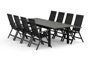 Monaco utomhus matgrupp förlängningsbart 210/310x90 med 8 Monaco Light positionsstolar - Svart/Grå - Utemöbler & utemiljö - Utegrupp - Matgrupp utomhus