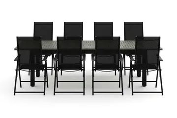Monaco utomhus matgrupp förlängningsbart 210/310x90 med 8 Sanna positionsstolar - Svart/Grå - Utemöbler & utemiljö - Utegrupp - Matgrupp utomhus