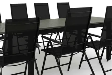 Monaco utomhus matgrupp förlängningsbart 210/310x90 med 8 Sanna positionsstolar - Svart/Grå - Utemöbler & utemiljö - Utegrupp - Matgrupp utomhus