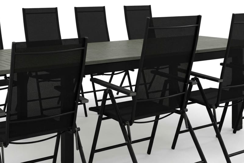 Monaco utomhus matgrupp förlängningsbart 210/310x90 med 8 Sanna positionsstolar - Svart/Grå - Utemöbler & utemiljö - Utegrupp - Matgrupp utomhus