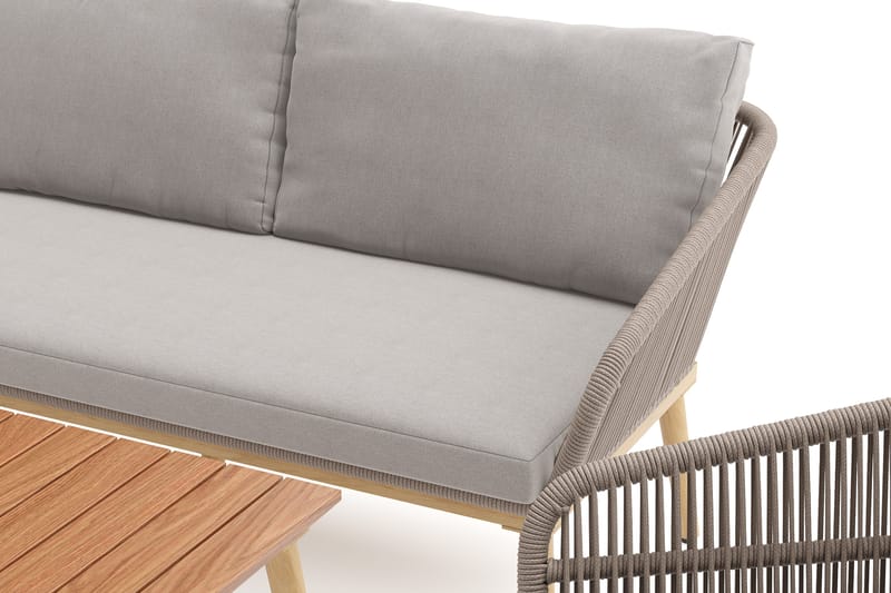 Morrocco 4-sits Soffgrupp utomhus med grå dynor och soffbord med trä utseende - Brun - Utemöbler & utemiljö - Utegrupp - Soffgrupp utomhus