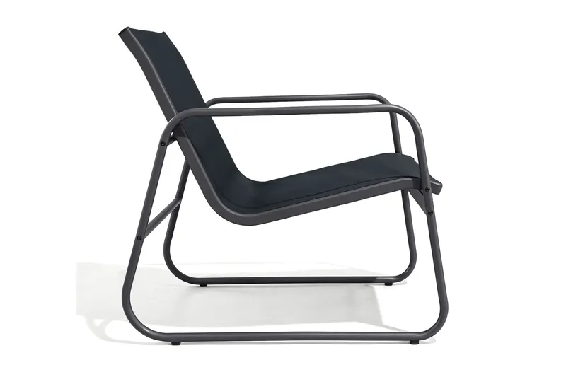 Pelanda Loungegrupp  - Soffa och 2 fåtöljer i stål soffbord med frostad glasskiva - Svart - Utemöbler & utemiljö - Utegrupp - Soffgrupp utomhus