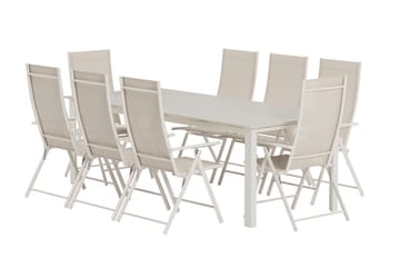 Rektangulärt matbord Levels 229 cm Utomhus med 8 Levanzo Karmstol - Utemöbler & utemiljö - Utegrupp - Matgrupp utomhus