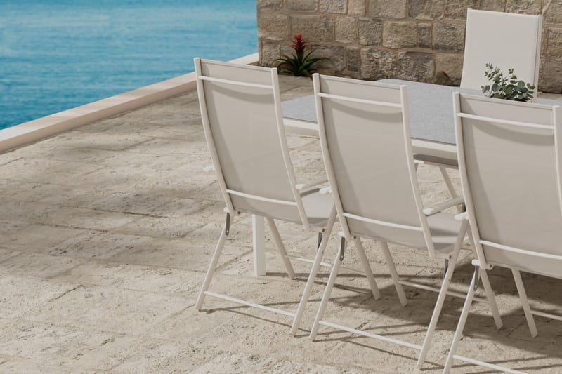 Rektangulärt Matbord Lino 220 cm Utomhus med 6 Levanzo Karmstol - Utemöbler & utemiljö - Utegrupp - Matgrupp utomhus