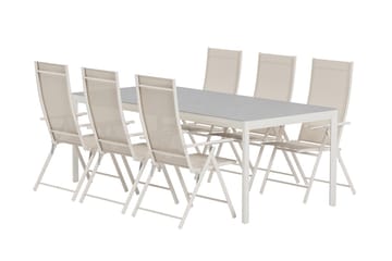 Rektangulärt Matbord Lino 220 cm Utomhus med 6 Levanzo Karmstol - Utemöbler & utemiljö - Utegrupp - Matgrupp utomhus