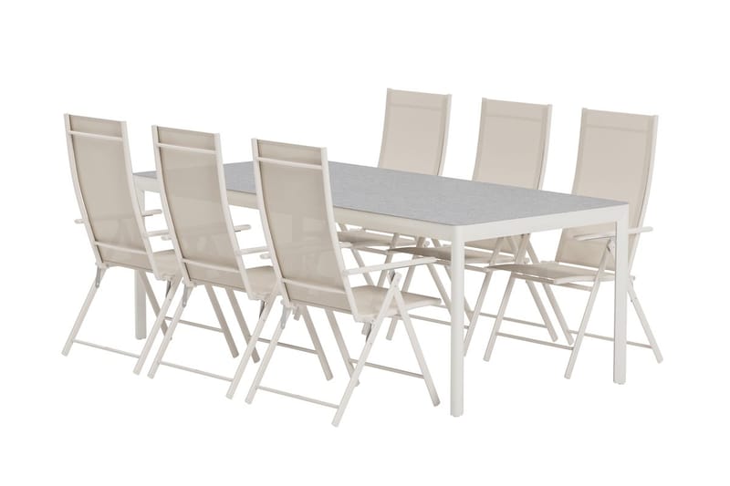 Rektangulärt Matbord Lino 220 cm Utomhus med 6 Levanzo Karmstol - Utemöbler & utemiljö - Utegrupp - Matgrupp utomhus