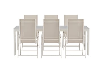Rektangulärt Matbord Lino 220 cm Utomhus med 6 Levanzo Karmstol - Utemöbler & utemiljö - Utegrupp - Matgrupp utomhus
