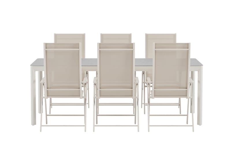 Rektangulärt Matbord Lino 220 cm Utomhus med 6 Levanzo Karmstol - Utemöbler & utemiljö - Utegrupp - Matgrupp utomhus