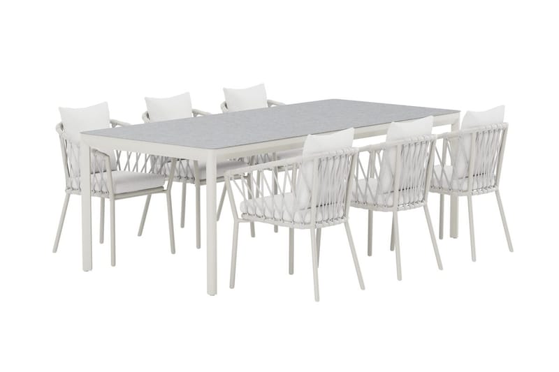 Rektangulärt Matbord Lino 220 cm Utomhus med 6 Matstol Linos - Utemöbler & utemiljö - Utegrupp - Matgrupp utomhus