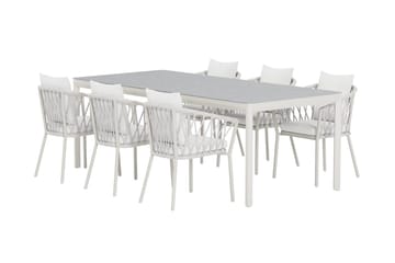Rektangulärt Matbord Lino 220 cm Utomhus med 6 Matstol Linos - Utemöbler & utemiljö - Utegrupp - Matgrupp utomhus