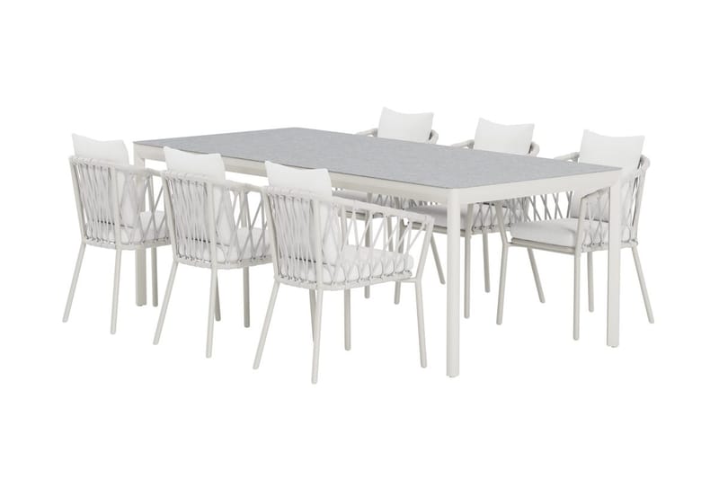 Rektangulärt Matbord Lino 220 cm Utomhus med 6 Matstol Linos - Utemöbler & utemiljö - Utegrupp - Matgrupp utomhus