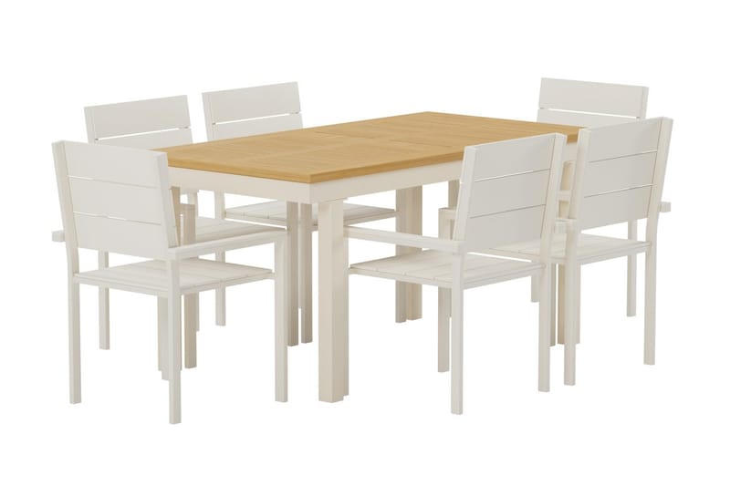 Rektangulärt matbord Panama 160 cm Utomhus med 6 Matstol Levels - Utemöbler & utemiljö - Utegrupp - Matgrupp utomhus
