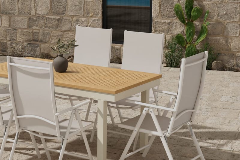 Rektangulärt matbord Panama 160 cm Utomhus med 6 Break Karmstol - Utemöbler & utemiljö - Utegrupp - Matgrupp utomhus