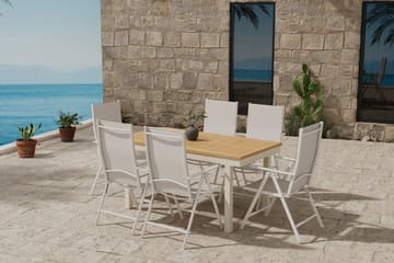 Rektangulärt matbord Panama 160 cm Utomhus med 6 Break Karmstol - Utemöbler & utemiljö - Utegrupp - Matgrupp utomhus