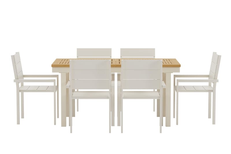 Rektangulärt matbord Panama 160 cm Utomhus med 6 Matstol Levels - Utemöbler & utemiljö - Utegrupp - Matgrupp utomhus