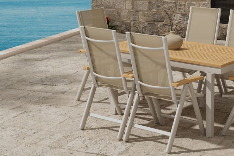 Rektangulärt matbord Panama 160 cm Utomhus med 6 Matstol Panama - Utemöbler & utemiljö - Utegrupp - Matgrupp utomhus