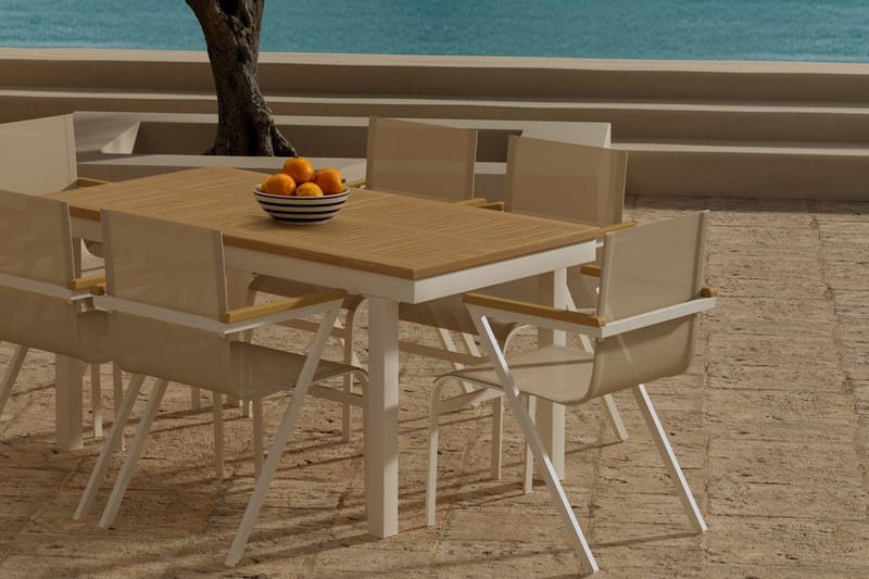 Rektangulärt matbord Panama 160 cm Utomhus med 6 Matstol Mexico - Utemöbler & utemiljö - Utegrupp - Matgrupp utomhus