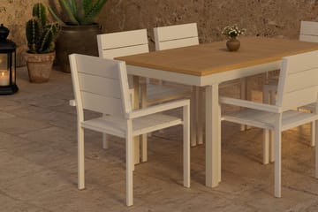 Rektangulärt matbord Panama 160 cm Utomhus med 6 Matstol Levels - Utemöbler & utemiljö - Utegrupp - Matgrupp utomhus