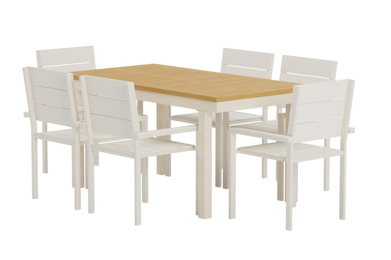 Rektangulärt matbord Panama 160 cm Utomhus med 6 Matstol Levels - Utemöbler & utemiljö - Utegrupp - Matgrupp utomhus