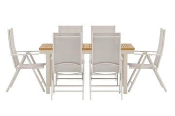 Rektangulärt matbord Panama 160 cm Utomhus med 6 Break Karmstol - Utemöbler & utemiljö - Utegrupp - Matgrupp utomhus