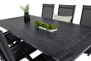 Rives Matgrupp Utomhus 200cm + 6 Break Positionsstolar - Svart/Grå - Utemöbler & utemiljö - Utegrupp - Matgrupp utomhus