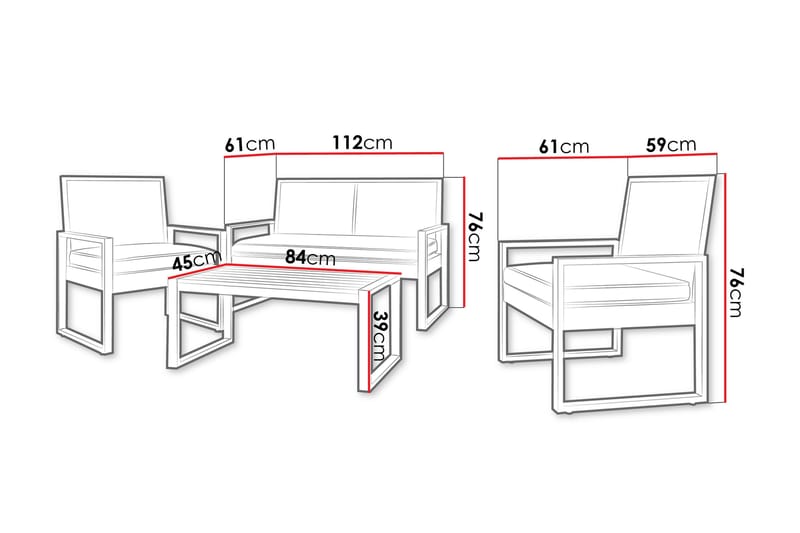 Rosemere Loungegrupp Utomhus - Brun/Svart - Utemöbler & utemiljö - Utegrupp - Soffgrupp utomhus