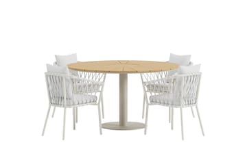 Runt matbord Croft 120 cm Utomhus med 4 Matstol Linos - Utemöbler & utemiljö - Utegrupp - Matgrupp utomhus