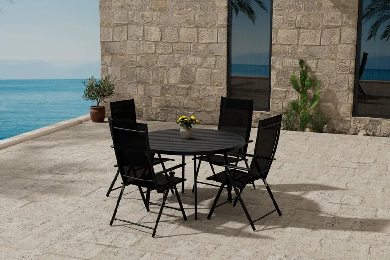 Runt matbord Giardini 120 cm Utomhus med 4 Levanzo Karmstol