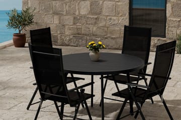 Runt matbord Giardini 120 cm Utomhus med 4 Levanzo Karmstol - Utemöbler & utemiljö - Utegrupp - Matgrupp utomhus