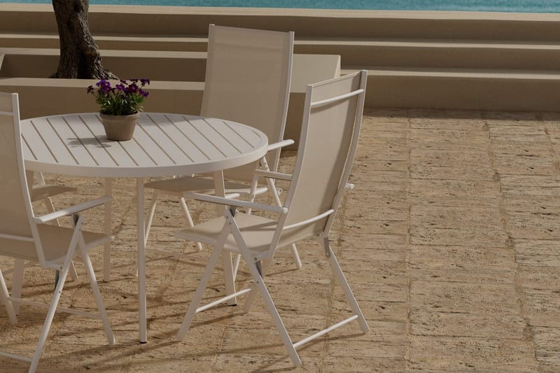 Runt matbord Giardini 120 cm Utomhus med 4 Levanzo Karmstol - Utemöbler & utemiljö - Utegrupp - Matgrupp utomhus