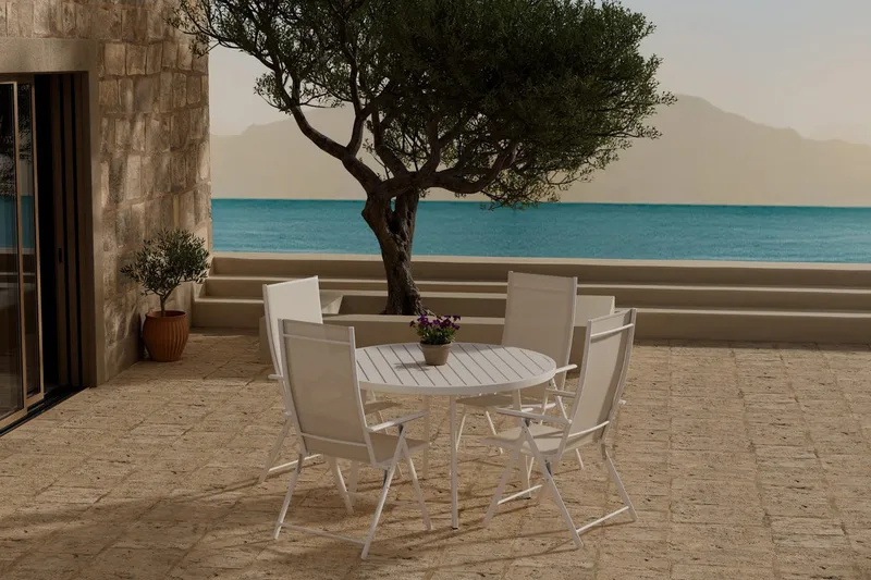 Runt matbord Giardini 120 cm Utomhus med 4 Levanzo Karmstol