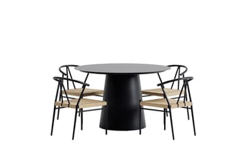 Runt matbord Lanzo 120 cm Utomhus med 4 Matstol Alfons - Utemöbler & utemiljö - Utegrupp - Cafegrupp & cafeset
