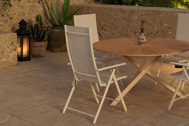 Runt matbord Mexico 140 cm Utomhus med 4 Levanzo Karmstol - Utemöbler & utemiljö - Utegrupp - Matgrupp utomhus