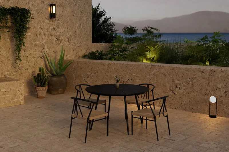 San Vito Matbord Utomhus 120 cm med 4 Matstol Alfons