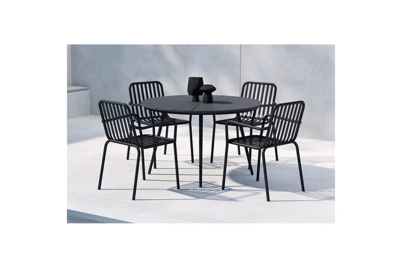 San Vito Matbord Utomhus 120 cm med 4 Peking Karmstol - Utemöbler & utemiljö - Utegrupp - Matgrupp utomhus