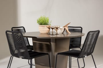 Santa Fe Matbord Utomhus med 4 Lindos Stapelstol Svart - Utemöbler & utemiljö - Utegrupp - Matgrupp utomhus