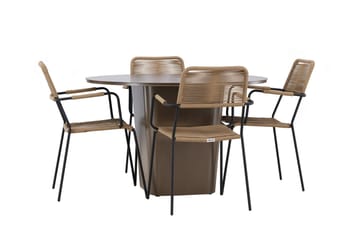 Santa Fe Matgrupp Utomhus + 4 Utestolar - Brun - Utemöbler & utemiljö - Utegrupp - Matgrupp utomhus