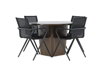 Santa Matgrupp Utomhus 120 cm Rund med 4 Alina Utestolar - Brun - Utemöbler & utemiljö - Utegrupp - Matgrupp utomhus