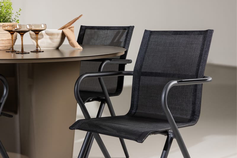 Santa Matgrupp Utomhus 120 cm Rund med 4 Alina Utestolar - Brun - Utemöbler & utemiljö - Utegrupp - Matgrupp utomhus