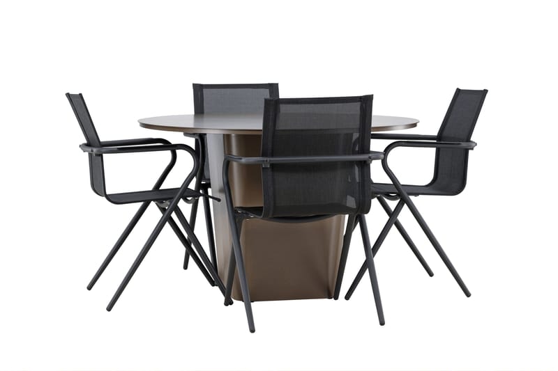 Santa Matgrupp Utomhus 120 cm Rund med 4 Alina Utestolar - Brun - Utemöbler & utemiljö - Utegrupp - Matgrupp utomhus