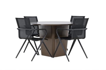Santa Matgrupp Utomhus 120 cm Rund med 4 Alina Utestolar - Brun - Utemöbler & utemiljö - Utegrupp - Matgrupp utomhus