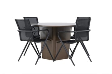 Santa Matgrupp Utomhus 120 cm Rund med 4 Alina Utestolar - Brun - Utemöbler & utemiljö - Utegrupp - Matgrupp utomhus