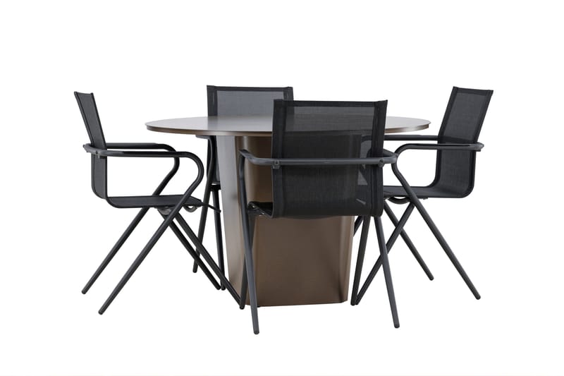 Santa Matgrupp Utomhus 120 cm Rund med 4 Alina Utestolar - Brun - Utemöbler & utemiljö - Utegrupp - Matgrupp utomhus