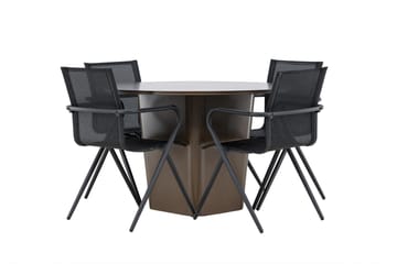 Santa Matgrupp Utomhus 120 cm Rund med 4 Alina Utestolar - Brun - Utemöbler & utemiljö - Utegrupp - Matgrupp utomhus